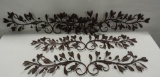 4 Brown Metal Berry And Leaf Wall Decorations
