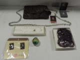 Sterling Pendent On Chain, Glass Beaded Necklace, Purse And More