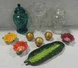 Glass Covered Jars, Ceramic Tray & Bowls Plus More