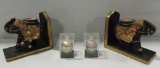 India Elephant Bookends & Hand Decorated Glass Egg Shape Ornaments