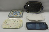 5 Brightly Painted Ceramic Serving Tray & Bowl
