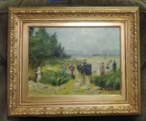 Signed Oil On Canvas In Carved Gold Frame