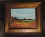 Oil On Artist Board In Gold Frame