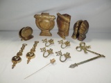 Nice Tray Lot Brass Bookends Plus More