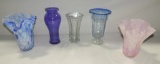 5 Art Glass/Colored Glass Vases