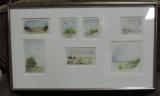 Signed Carl Griffn Watercolors In Single Frame