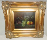 Oil On Board Signed Fruit Painting In Frame
