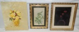 2 Oil On Canvas Paintings & One Oil On Silk