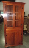 Costume Made Yellow Pine Corner Cabinet