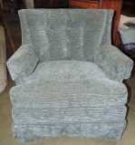 Blue Velvet Swivel Armchair Rocker