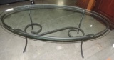 Oval Iron & Glass Top Coffee Table