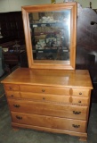 3 Drawer Maple Dresser & Mirror