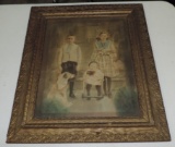 Antique Instant Children Photograph In Frame