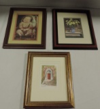 Framed Signed Watercolor & 2 Framed Prints