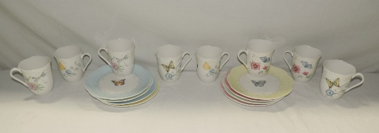 8 Lenox Butterfly Meadow Cups And Salad Plates