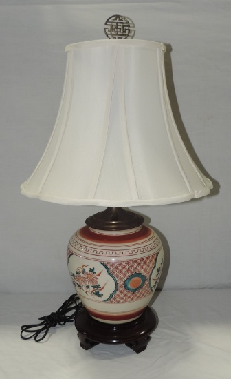 Oriental Style Ginger Jar Pottery Base Table Lamp