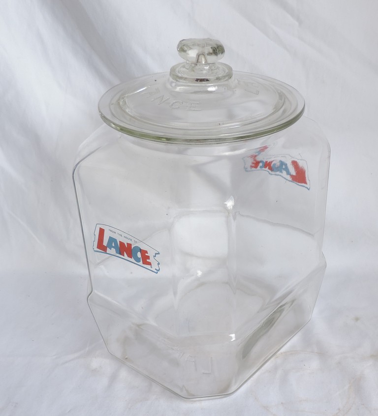 Vintage Lance Clear Glass Snack Jar With Clear Glass Lid 