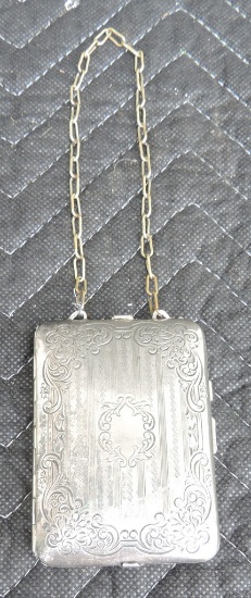 German Silver Compact on Chain