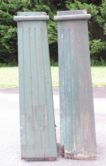 (2) Early 1900's Painted Green Porch Columns