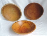 Lot of (3) Antique Wooden Bowls