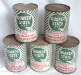 Lot of (5) Full New Old Stock Quaker State Oil Cans
