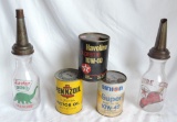 Lot of Advertising Oil Jars and Oil Cans