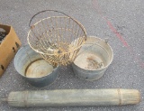 Galvanized Bucket and Egg Basket Lot