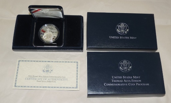 2004 Thomas Edison Proof Silver Dollar in Blue Case