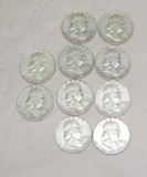 (10) Franklin Silver Half Dollars