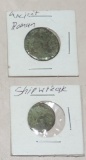 (2) Ancient Roman Ship Wreck Coins