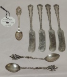 (7) Silver Plate Knives and Rolex Spoon