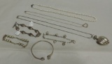 Lot of Sterling Silver Necklaces and Bracelets