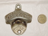 Antique Coca Cola Starr Bottle Opener and Vintage Pepsi Coin