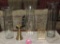 2 Glass Hurricane Shaded Candle Holders, Hurricane Shade, Brass Clock & More