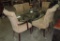 Brass & Chrome Oval Top Glass Dinning Table With Set Of 6 Fabric Covered Chairs