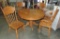 Round Oak Center Pedestal Kitchen Table With 4 Pressed Back Chairs