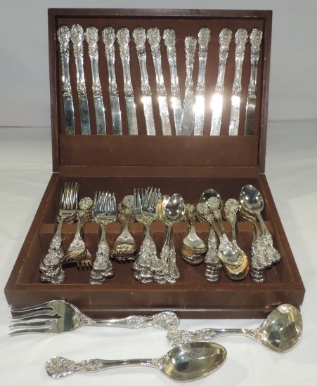 F. B. Rogers Silver-plate French Rose Pattern Flatware Service For 12 In Box