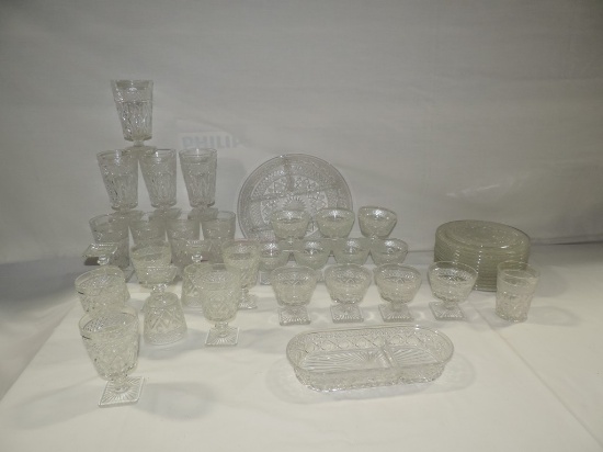 43 Pc Set Antique Pressed Crystal Glassware