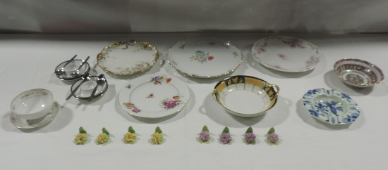 Antique Porcelain Plates, Bowls And Coalport Individual Name Place Holders