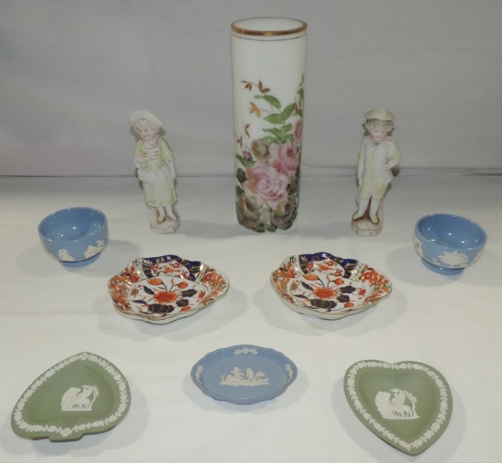 Floral Hand Decorated Milk Glass, Wedgewood Jasperware Pin Trays, Gaudy Dutch Dishes & More