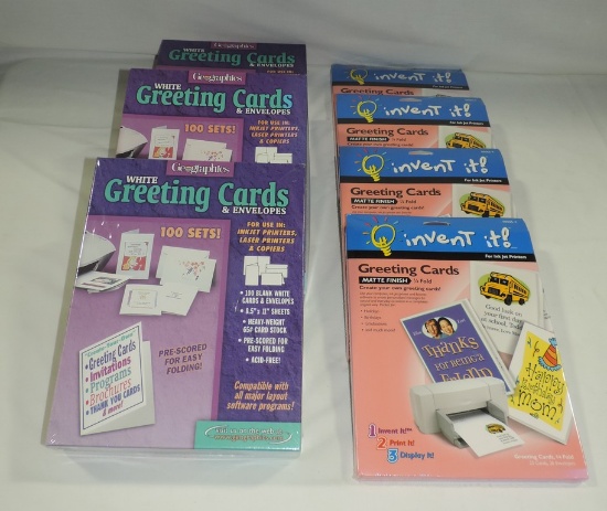 3 New Boxes Geographics White Greeting Cards & 4 New Invent It Greeting Cards For Ink Jet Printer