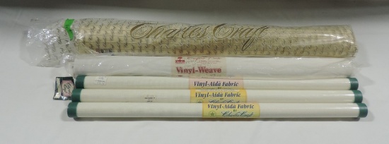 5 Rolls Of Charles Craft Vinyl Weave Cross Stitch Fabric