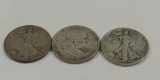 2 Walking Liberty & 1 Franklin Silver Half Dollar