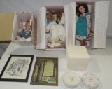 Lenox Happy Birthday Music Cake In Box, 2 Prints In Frames, And 3 Collector Dolls