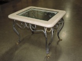 Silver & Gold Iron Based Glass Insert End Table