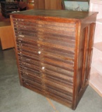 Antique Oak Multi Drawer Map Or Printers Cabinet