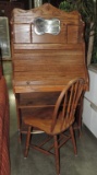 Oak Roll Top Larkin Style Desk With Bow Back Chair