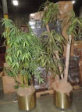 2 Artificial Trees In Brass Planters