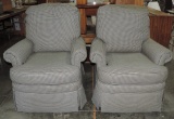 Pair Of Black & White Tweed Pattern Upholstered Recliners