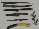 Old Butcher Knives, Razors, Horn Handled Knives